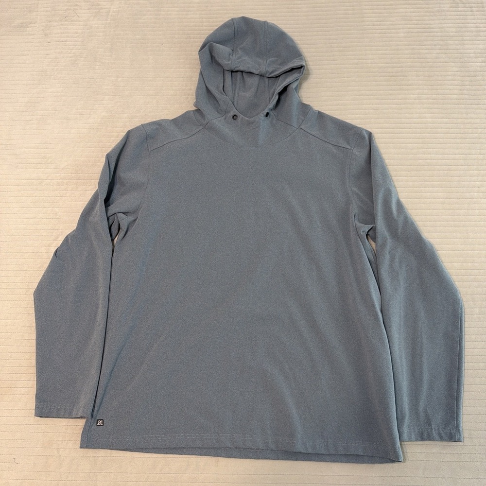 01 ALGO Mens XL Blue Performance Hoodie Quick Dry Moisture Wicking Anti Odor